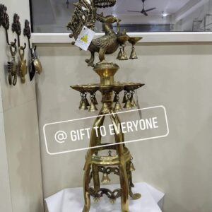 Brass Peacock Lamp with Bells
