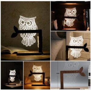 3D Illusion Owl Shape Led Table Lamp – AW0L1