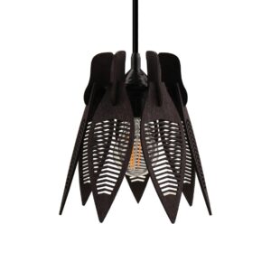 Black Leaf Shape Wooden Modern Hanging Lamp Shade
