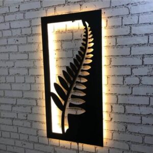 Illuminated leaf lighted wall decor Black color frame
