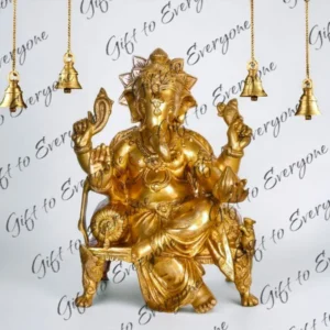 Brass Ganesha seated on a throne