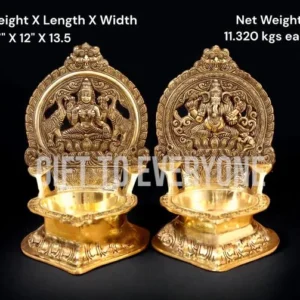 Brass Yaksha Frame Maha Yagya Lakshmi Ganesha Diyas